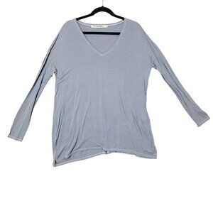 MICHAEL STARS‎ Womens Top SZ OS V-Neck Pullover Long Sleeves Blue-Gray Stretchy